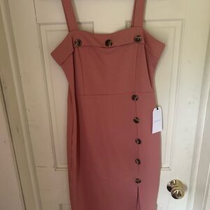 Stella Luce Elegant Pink Button-Down Dress